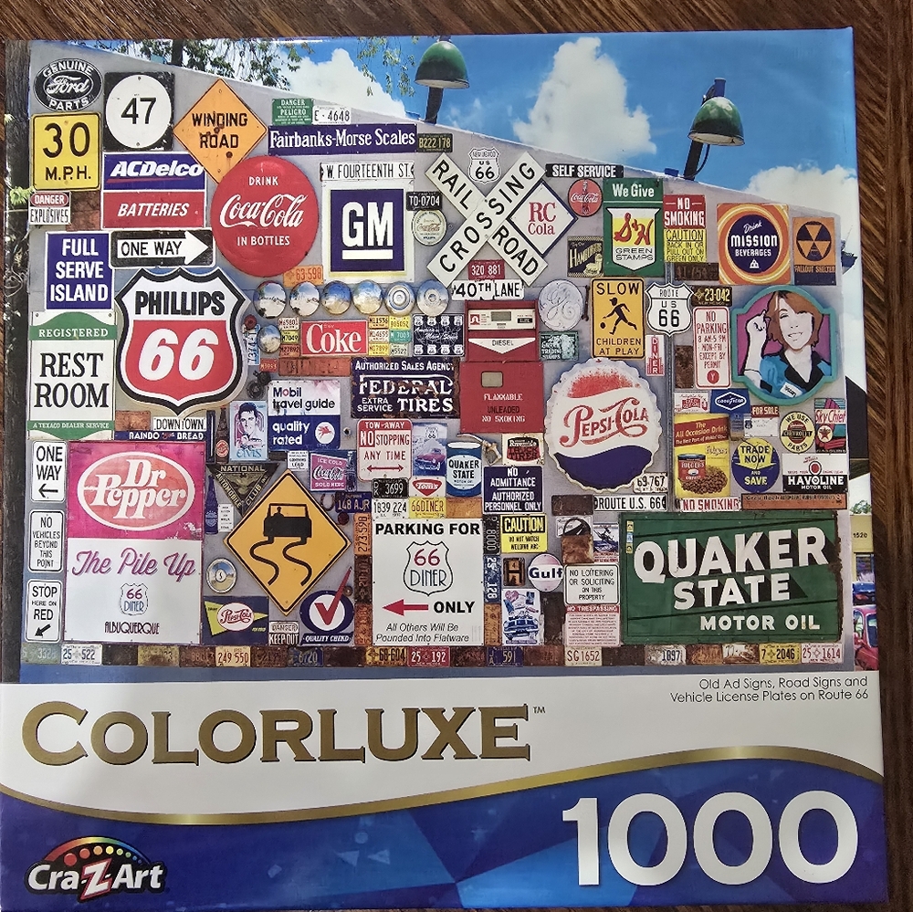 Colorluxe Old Ad Signs, Road Signs, and Vehicle License Plates  Route 66 Puzzle